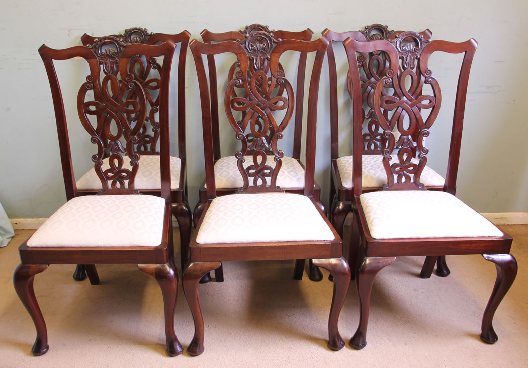 11651r12 Set Antique Mahogany Dining Chairs,