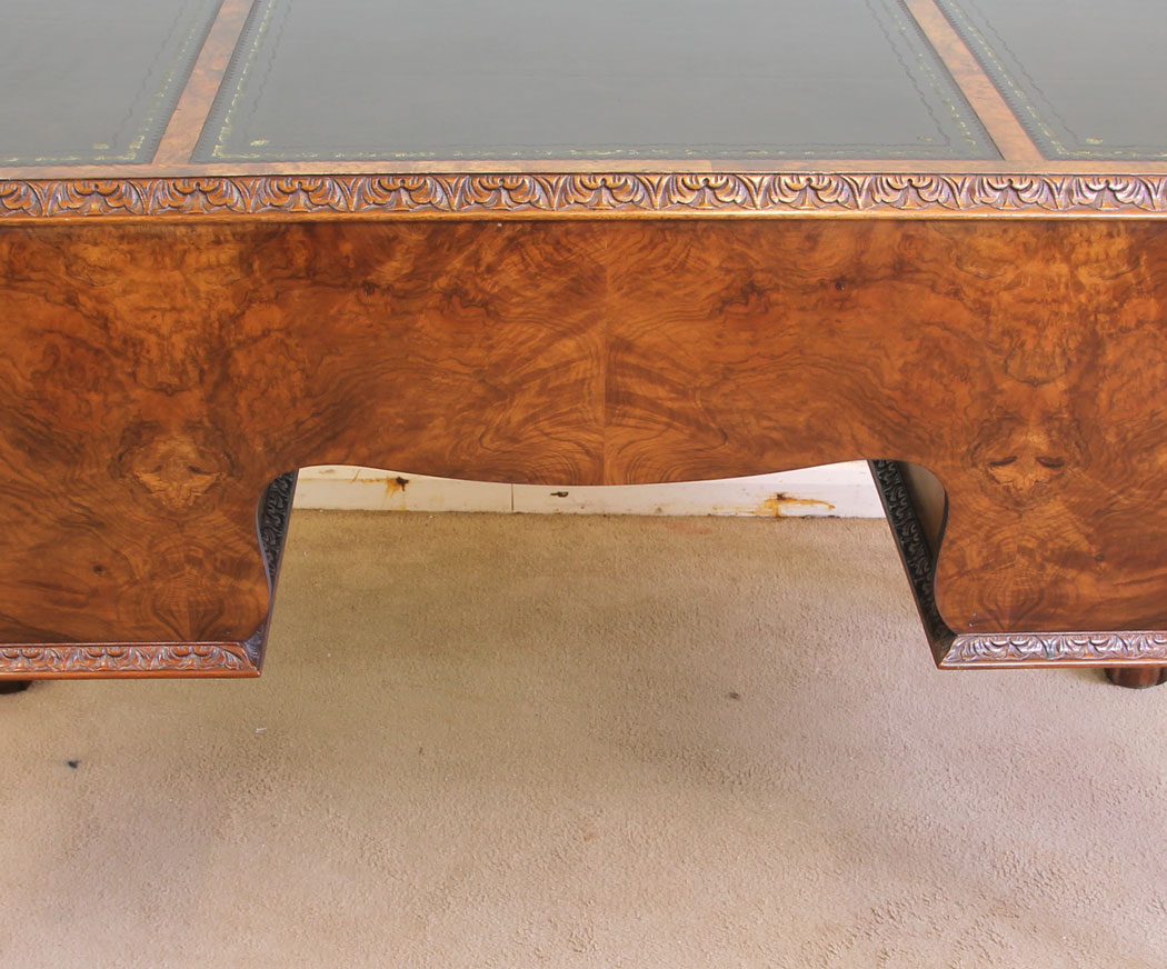 11653r8 Quality Burr Walnut Kneehole Writing Desk,