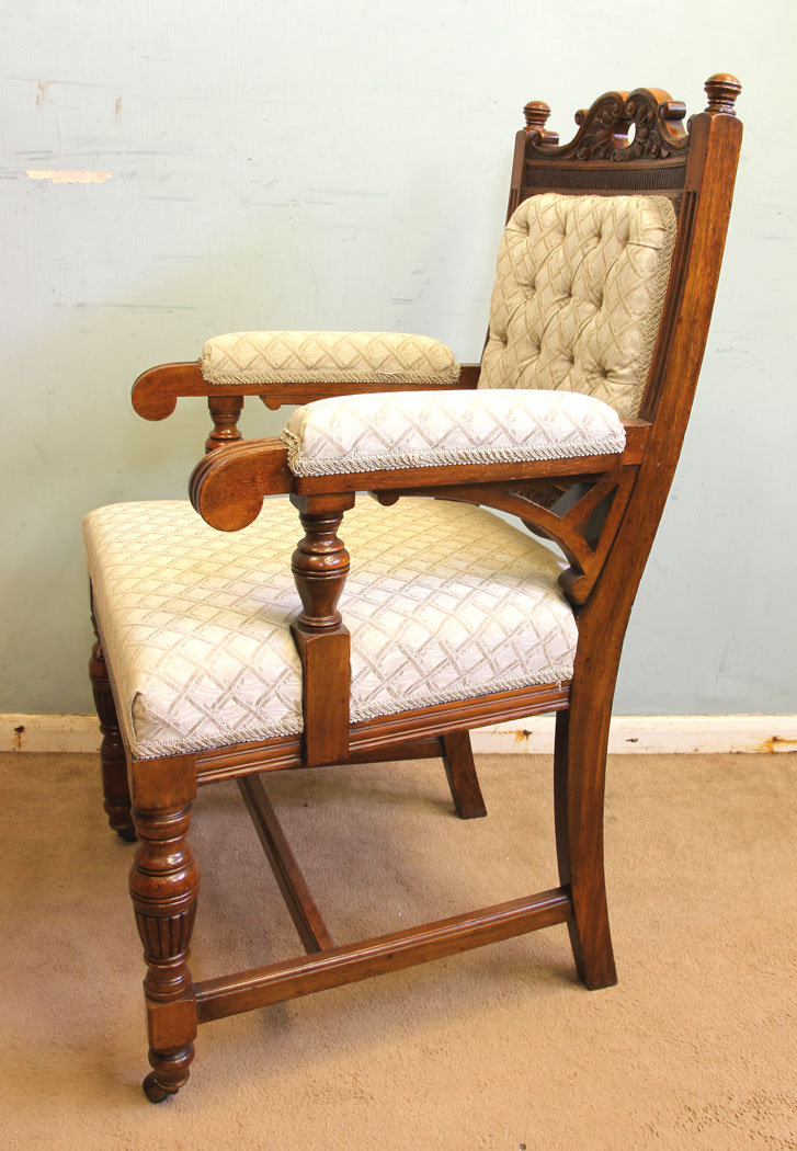 11670r11 Antique Victorian Set Eight Oak Dining Chairs,