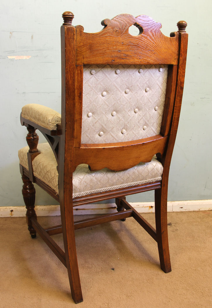 11670r12 Antique Victorian Set Eight Oak Dining Chairs,