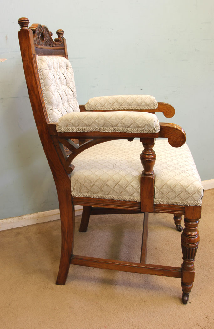 11670r13 Antique Victorian Set Eight Oak Dining Chairs,