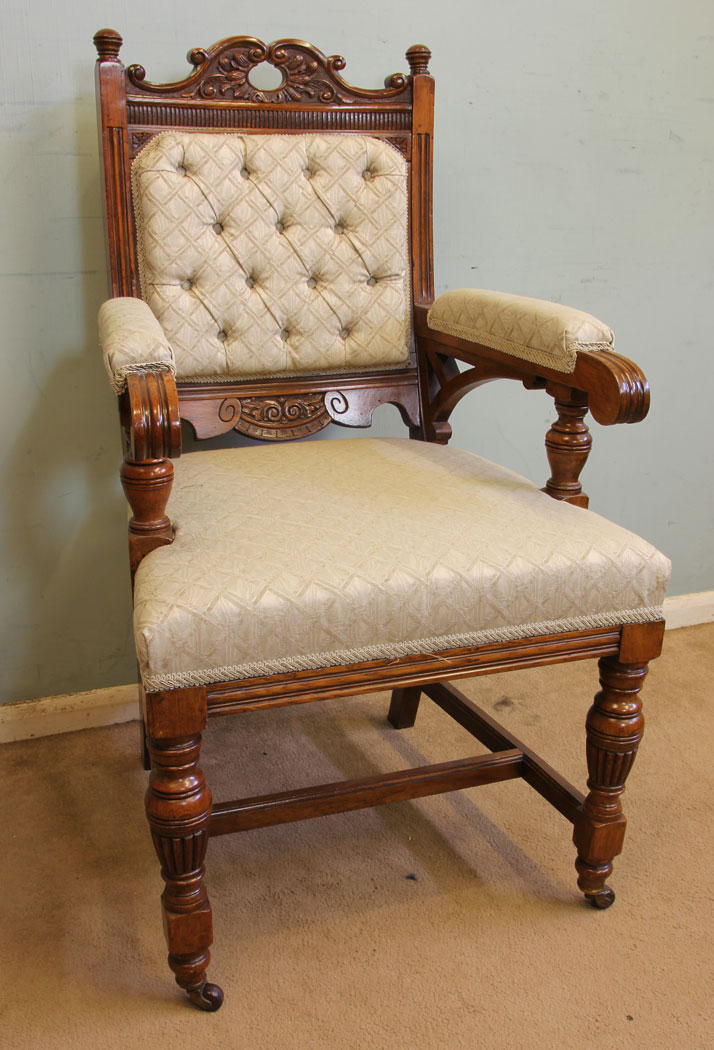 11670r14 Antique Victorian Set Eight Oak Dining Chairs,