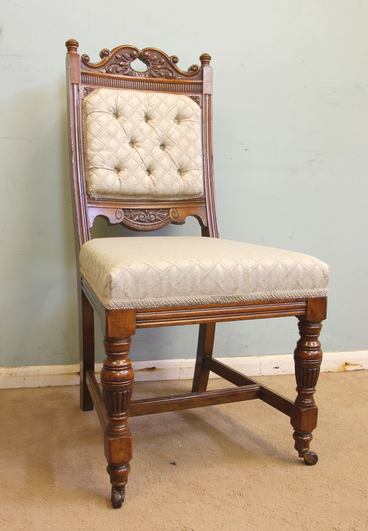 11670r3 Antique Victorian Set Eight Oak Dining Chairs,
