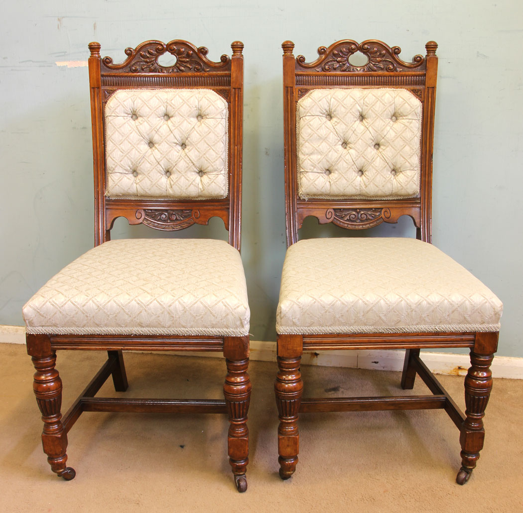 11670r4 Antique Victorian Set Eight Oak Dining Chairs,