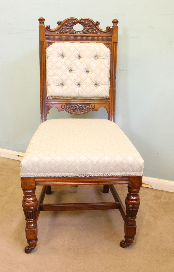11670r6 Antique Victorian Set Eight Oak Dining Chairs,