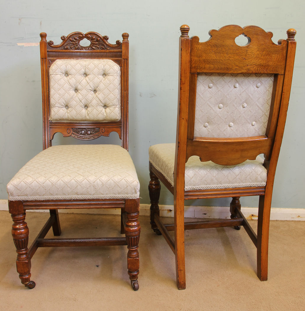 11670r9 Antique Victorian Set Eight Oak Dining Chairs,