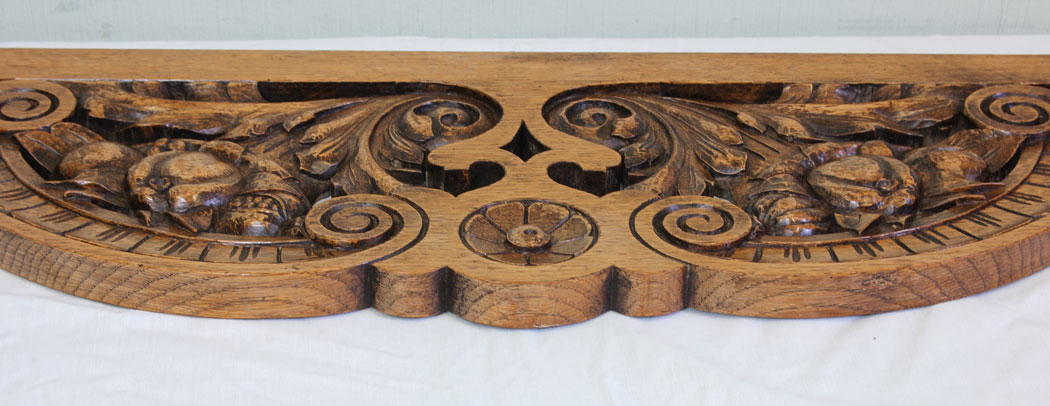 11677r6 Antique Late Victorian Carved Oak Pediment,