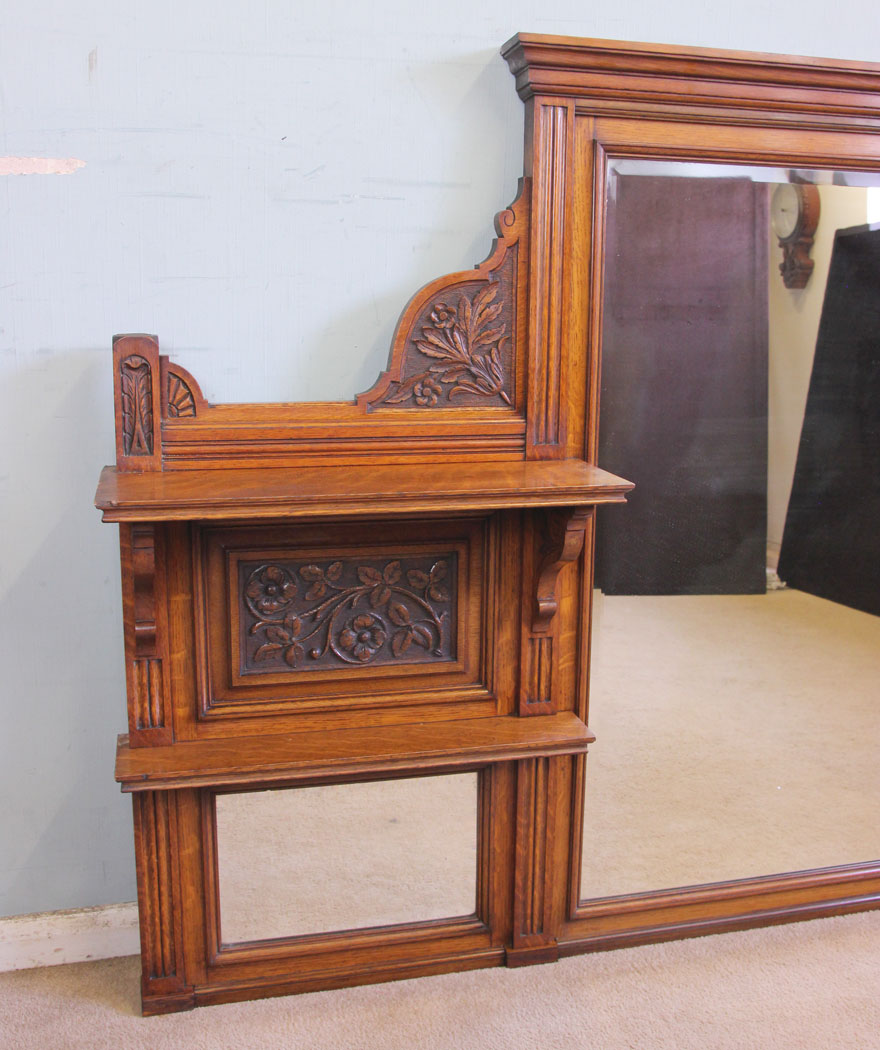 11681r2 Antique Oak Overmantle Mirror,