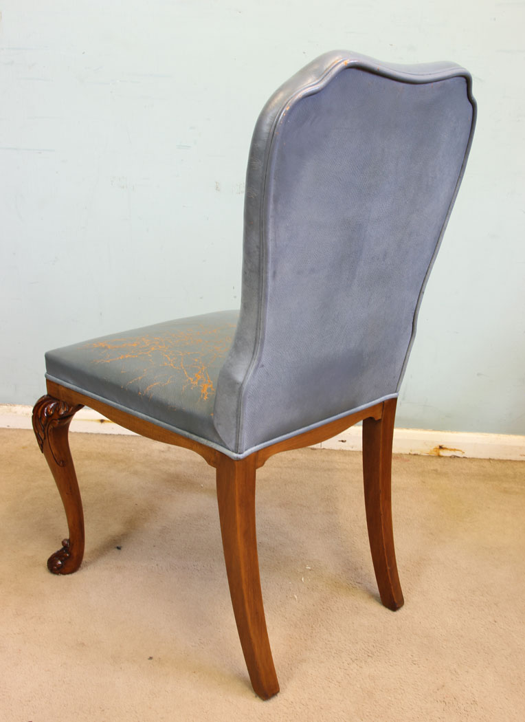 11687r10 Set Six Antique Queen Anne Style Dining Chairs,