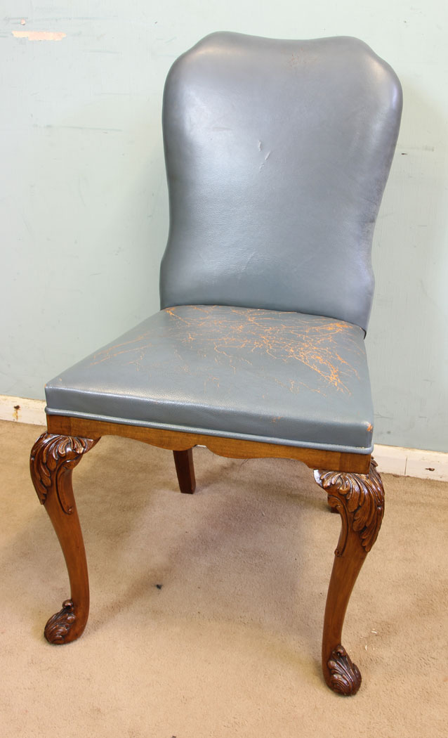 11687r3 Set Six Antique Queen Anne Style Dining Chairs,