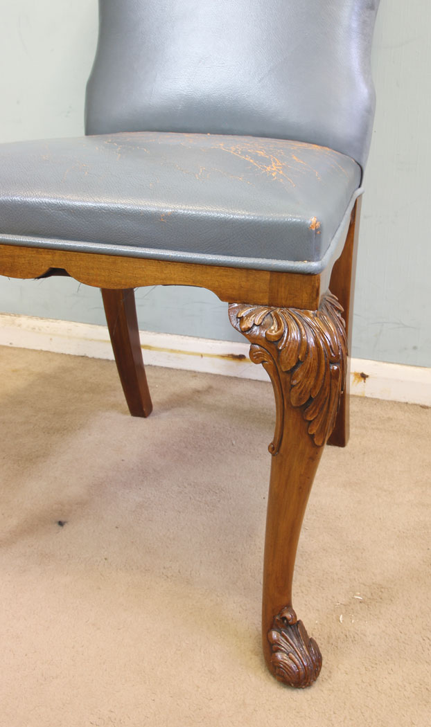 11687r4 Set Six Antique Queen Anne Style Dining Chairs,