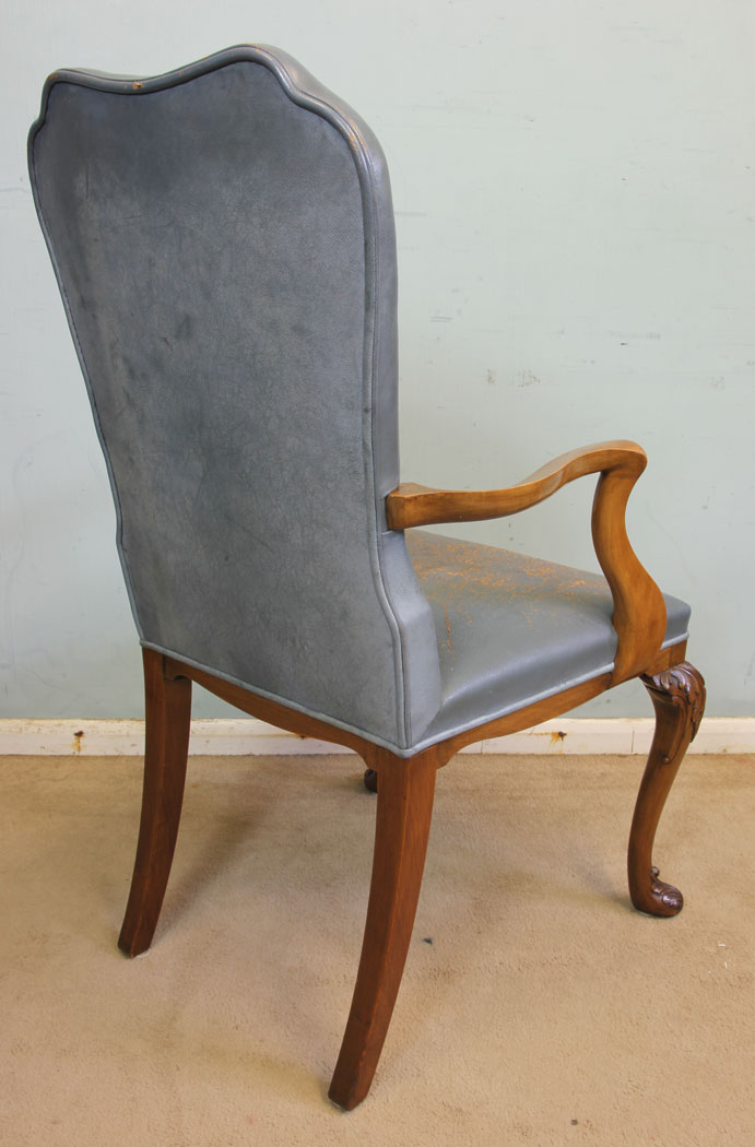 11687r7 Set Six Antique Queen Anne Style Dining Chairs,