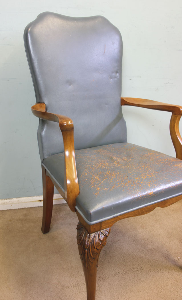 11687r8 Set Six Antique Queen Anne Style Dining Chairs,