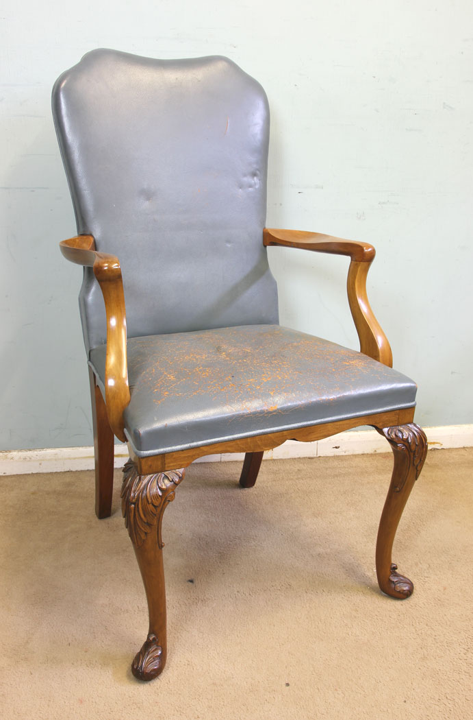 11687r9 Set Six Antique Queen Anne Style Dining Chairs,