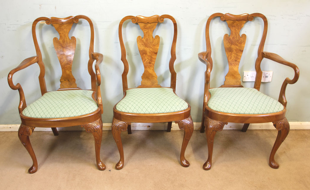 11692r03 Set Eight Walnut Dining Chairs,