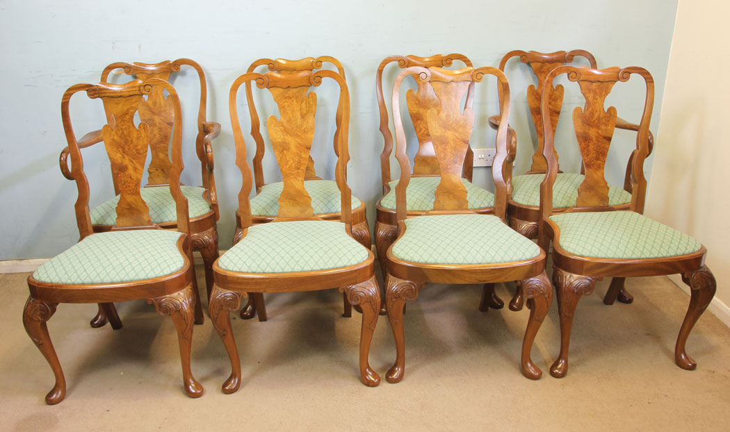 11692r1 Set Eight Walnut Dining Chairs,