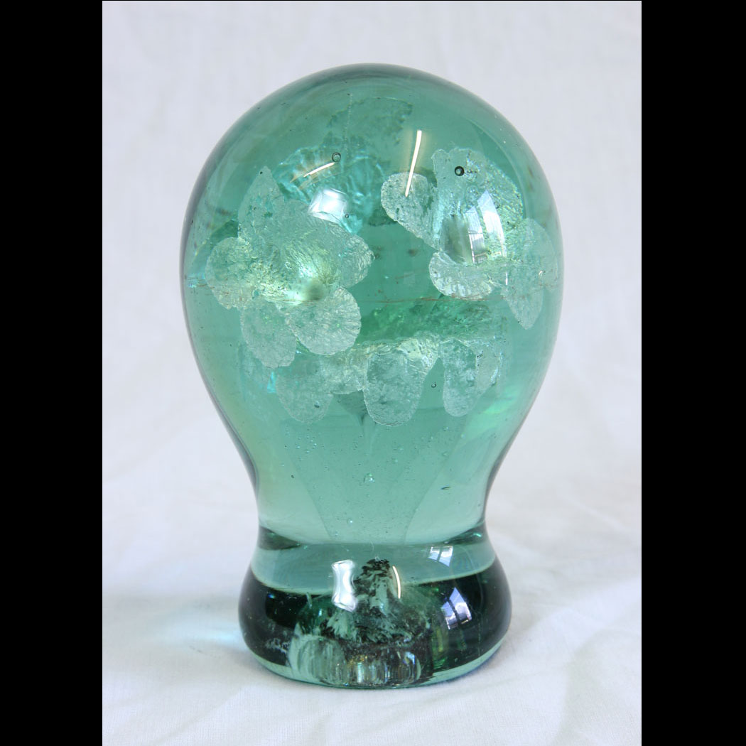 11696r01-Antique-Green-Glass-Dump-Paperwheight,- Antique Green Glass Dump Paperweight