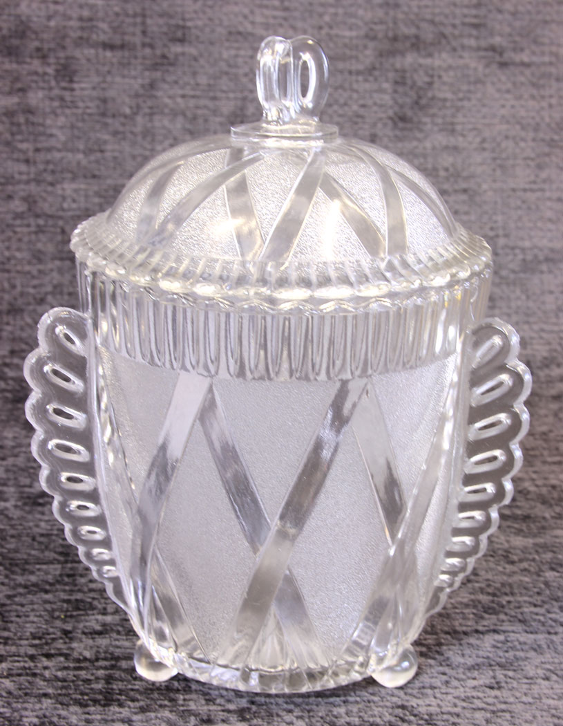 11698r04 Antique Victorian Decorative Pressed Glass Biscuit Barrel,