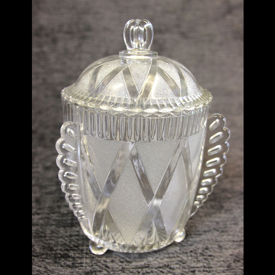 11698r1-Antique-Victorian-Decorative-Pressed-Glass-Biscuit-Barrel,- Antique Victorian Decorative Pressed Glass Biscuit Barrel