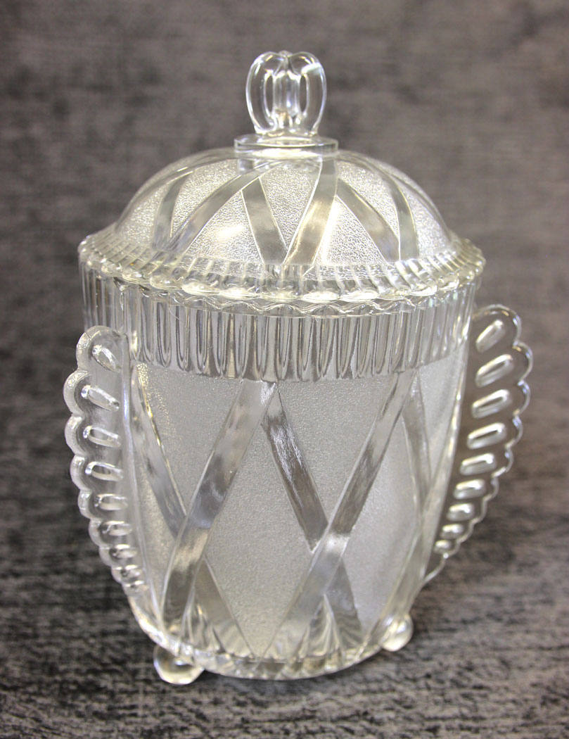 11698r1 Antique Victorian Decorative Pressed Glass Biscuit Barrel,