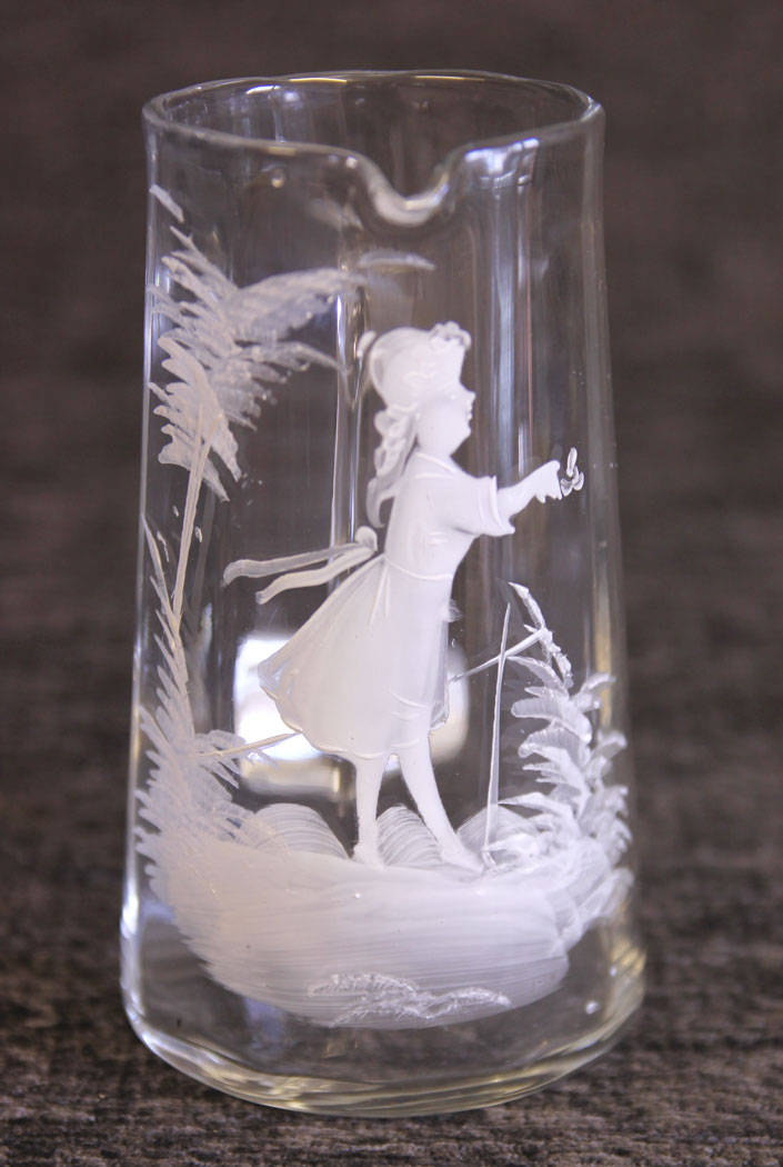 11702r1 Antique Mary Gregory Glass Jug Pitcher,