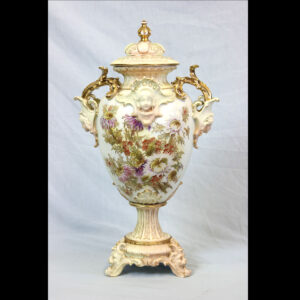 Antique Large Blush Ivory Vase & Cover