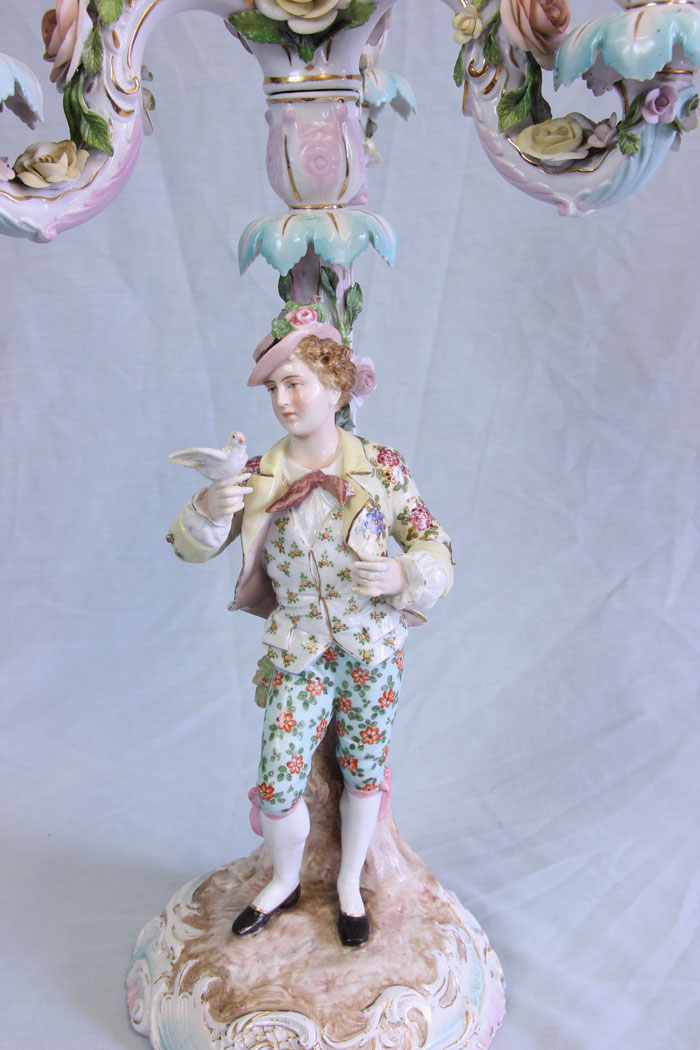 11711r2 Antique German Porcelain Candelabra,