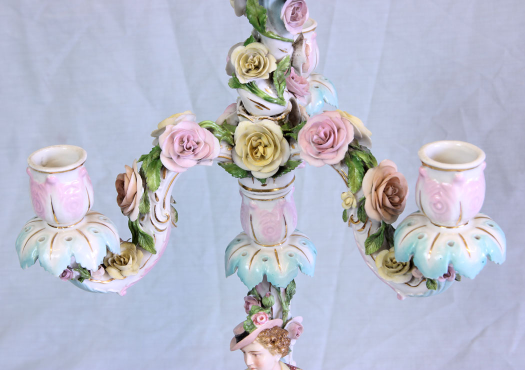 11711r4 Antique German Porcelain Candelabra,