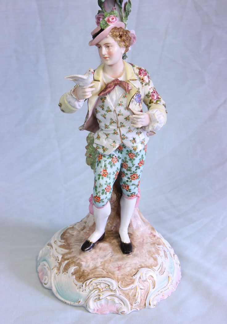 11711r5 Antique German Porcelain Candelabra,