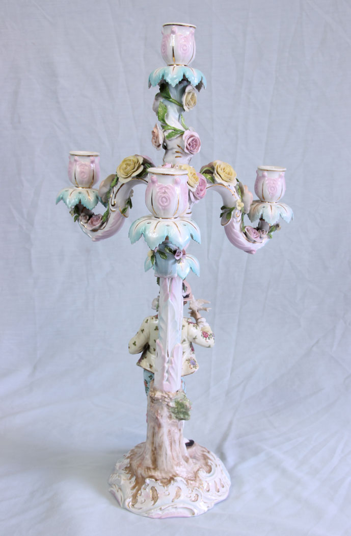 11711r8 Antique German Porcelain Candelabra,