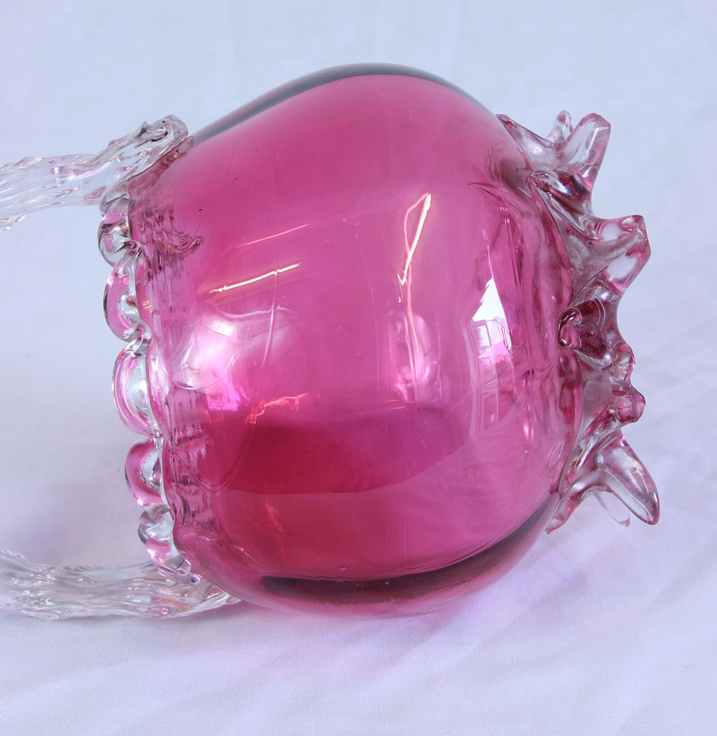 11712r6 Antique Victorian Cranberry Glass Basket,