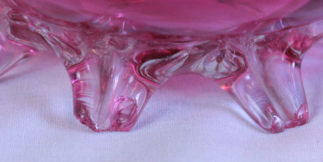 11712r7 Antique Victorian Cranberry Glass Basket,