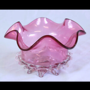 Antique Victorian Cranberry Glass Shaped Bowl