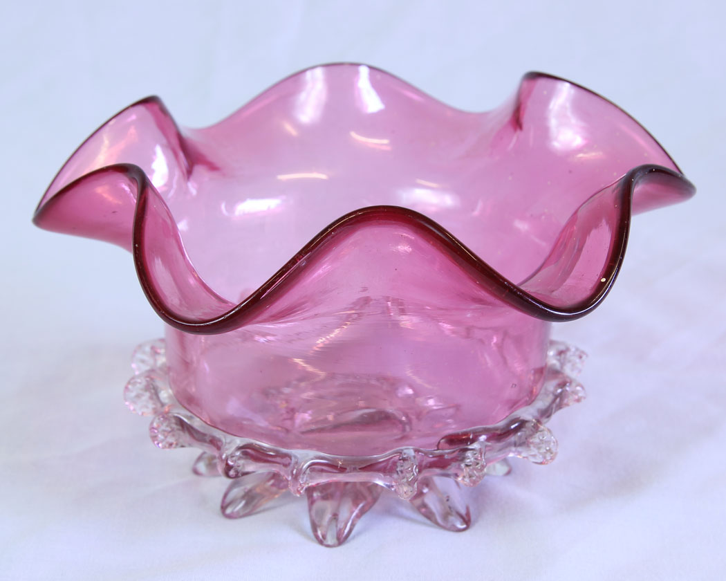 11714r1 Antique Cranberry Glass Bowl,