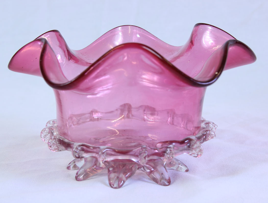 11714r2 Antique Cranberry Glass Bowl,