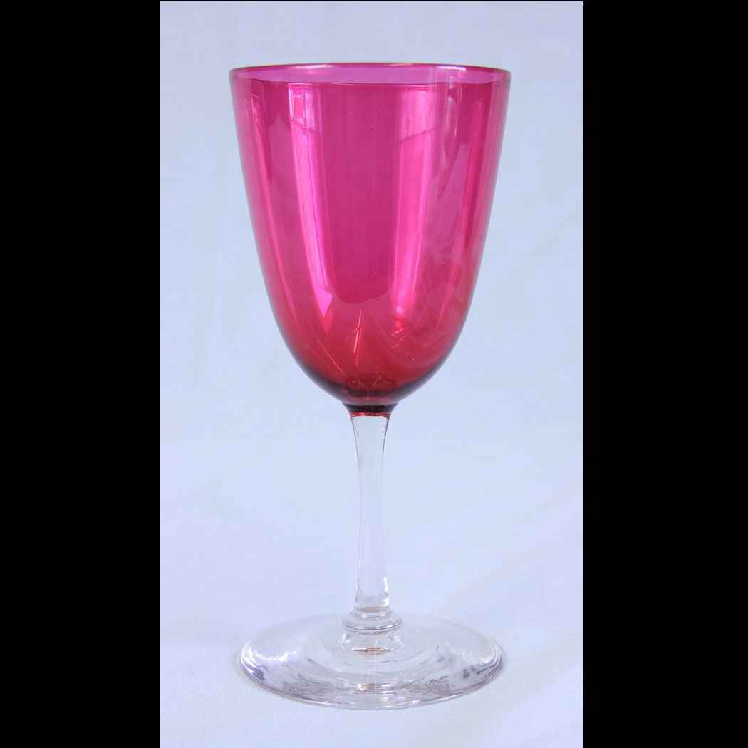 11716r01-Antique-Cranberry--Wine-Glass,- Antique Victorian Cranberry Glass Wine Glass