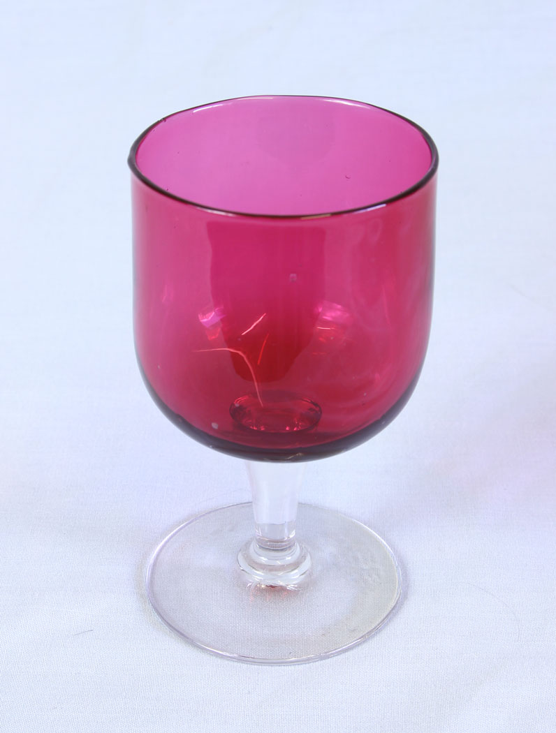 11720r4 Antique Cranberry Glass Set Six Wine Glasses,