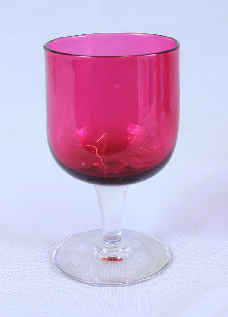 11720r6 Antique Cranberry Glass Set Six Wine Glasses,