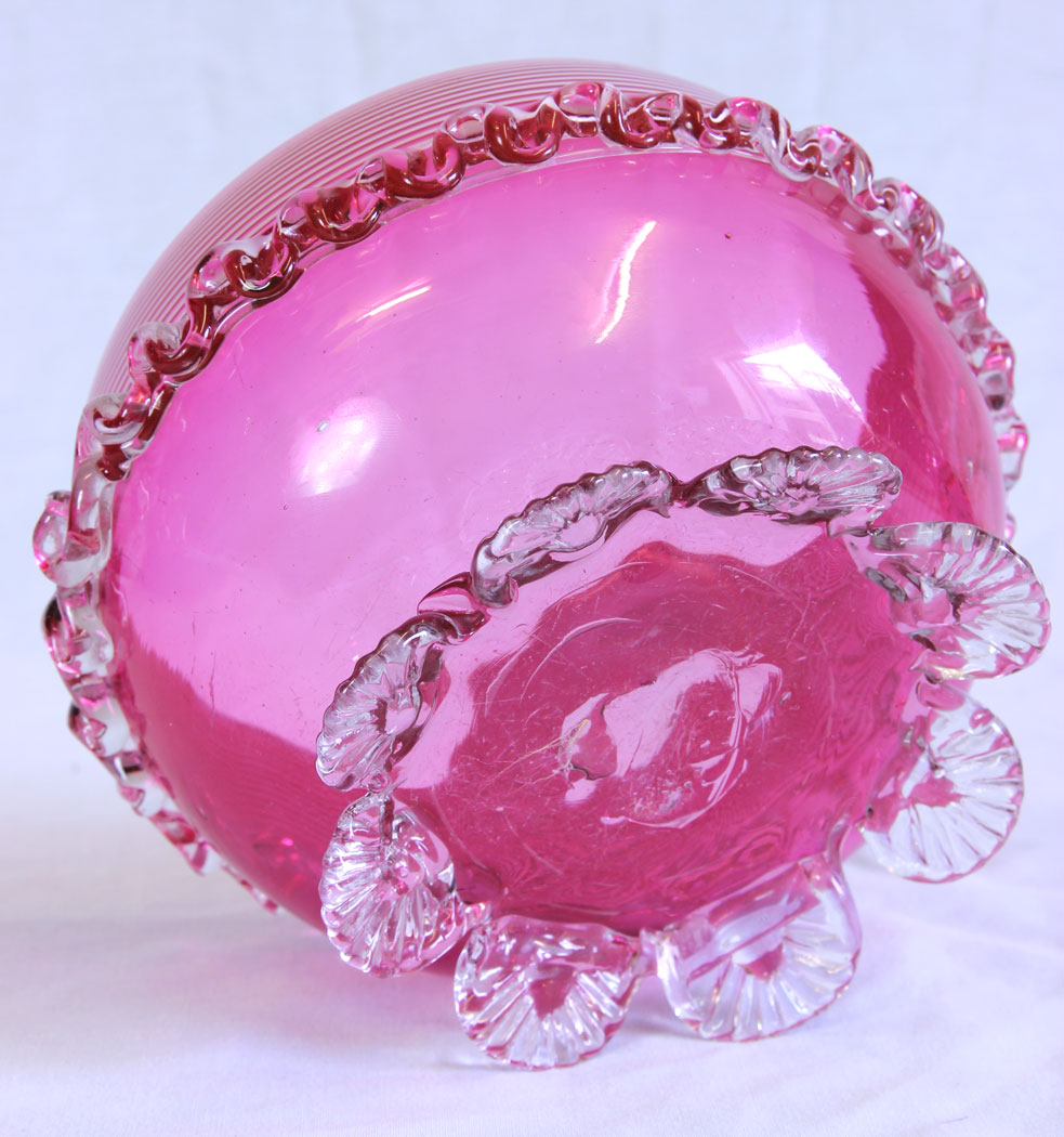 11724r6 Antique Large Cranberry Glass Bowl,