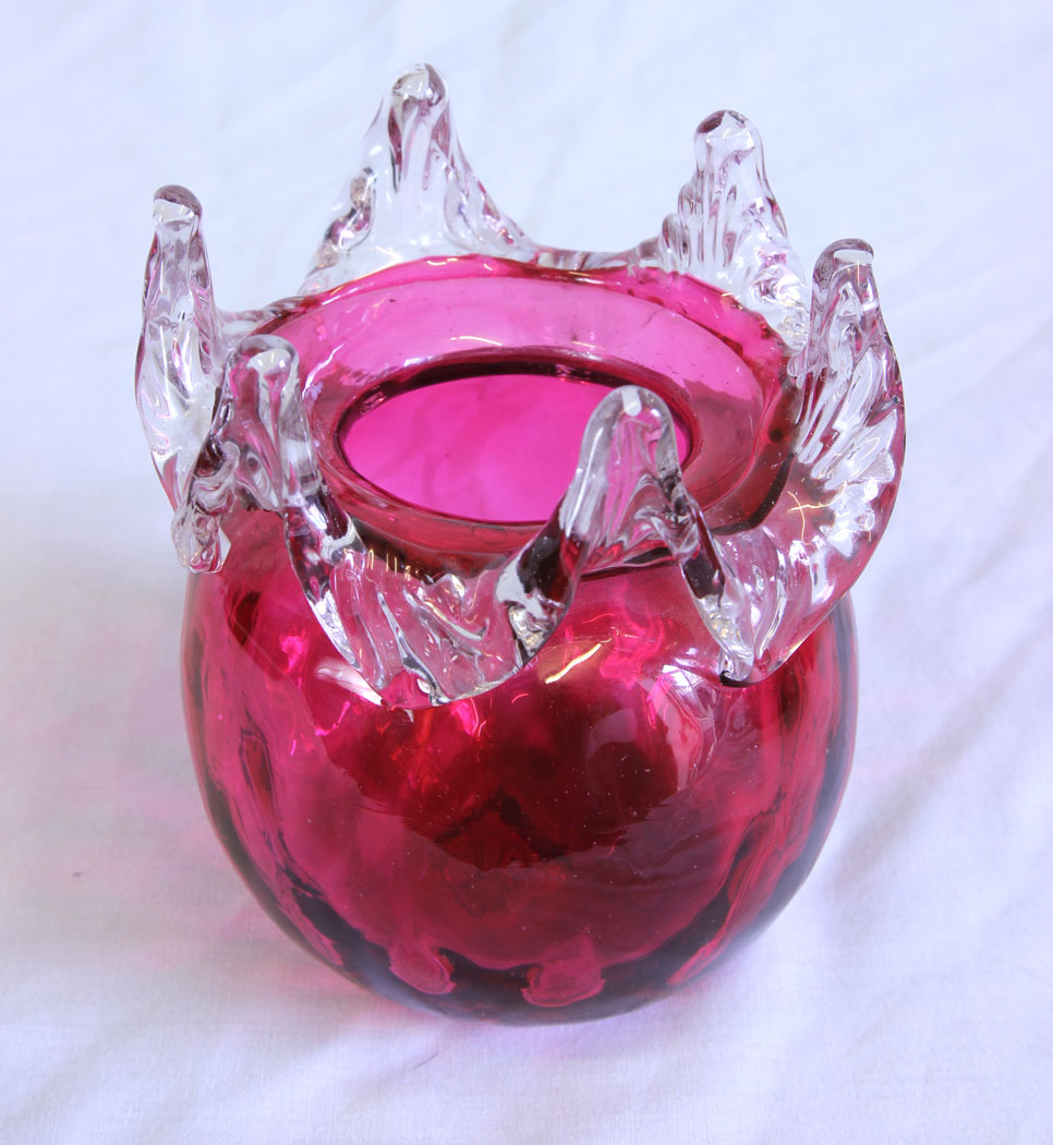 11727r3 Antique Victorian Cranberry Glass Vase,