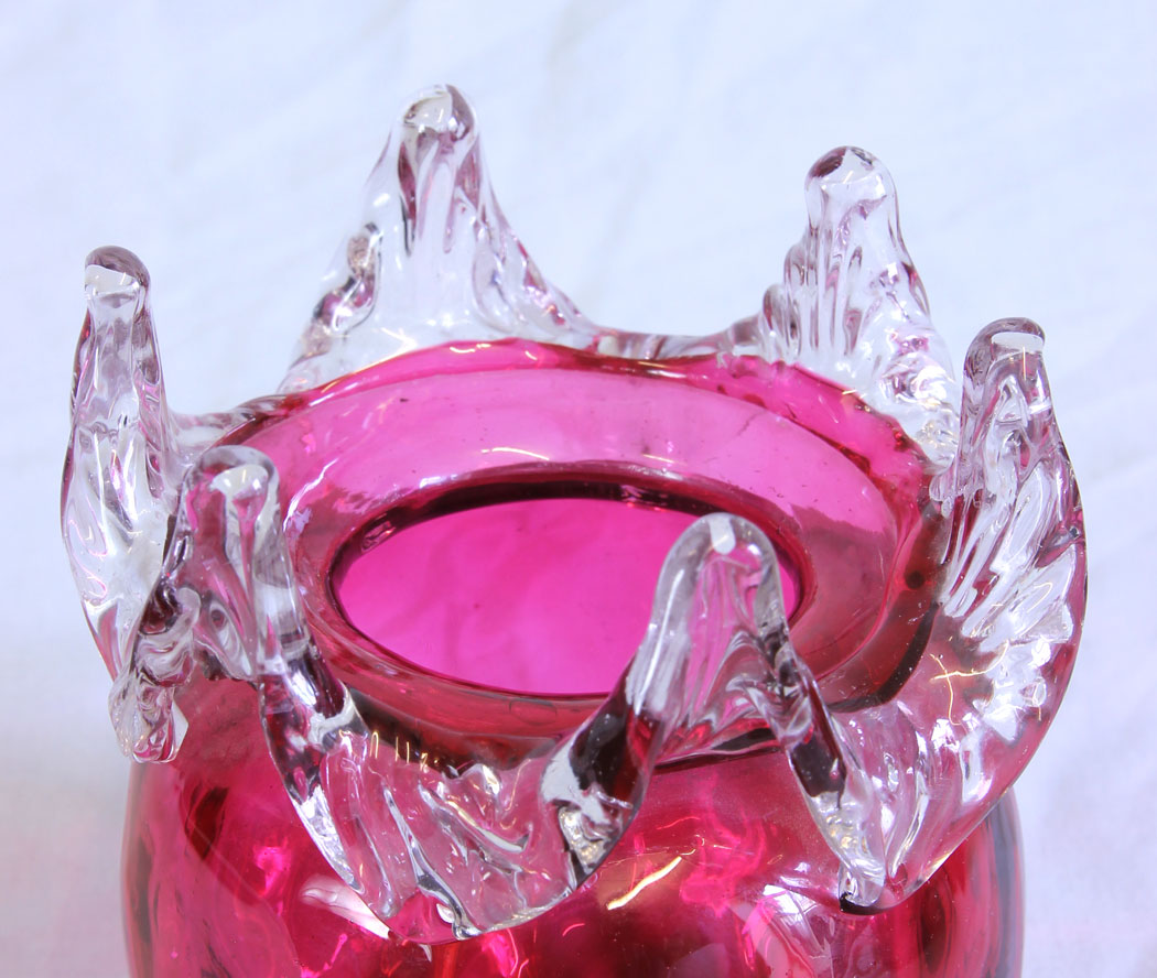 11727r4 Antique Victorian Cranberry Glass Vase,