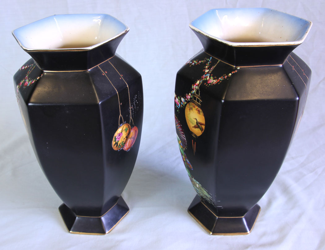 11728r2 Pair Antique Falcon Ware Vases,