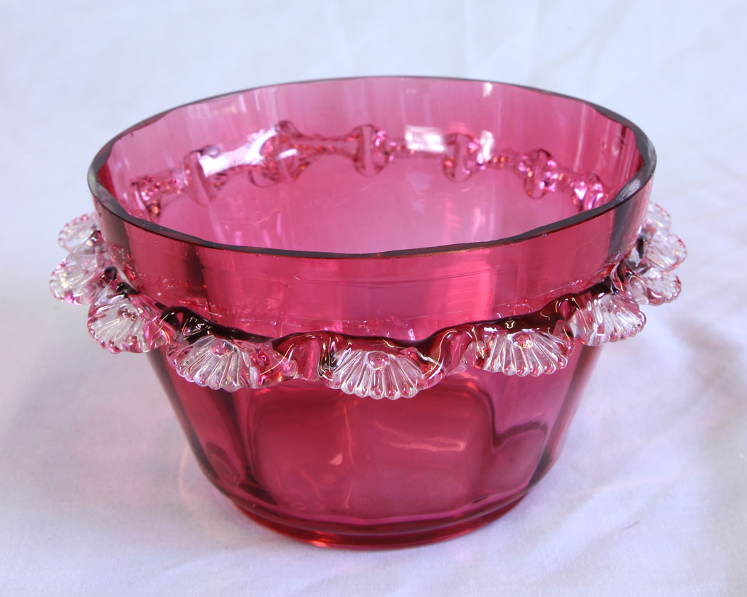 11732r1 Antique Victorian Cranberry Glass Bowl,