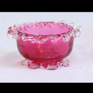 Antique Cranberry Glass Frilled Salt