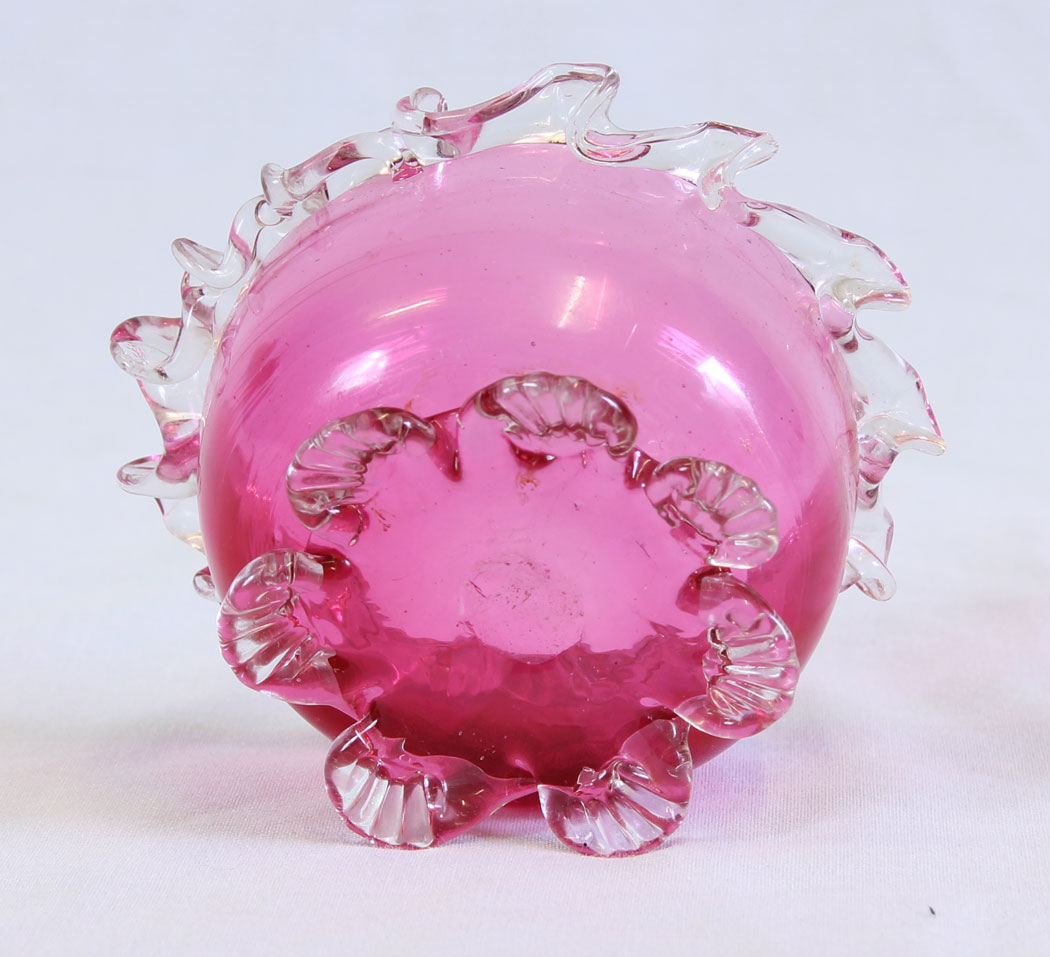 11740r6 Antique Cranberry Glass Frilled Salt,