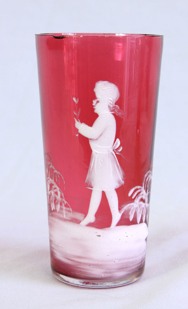 11742r1 Antique Mary Gregory Tot Cranberry Glass,