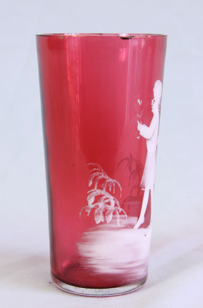 11742r2 Antique Mary Gregory Tot Cranberry Glass,