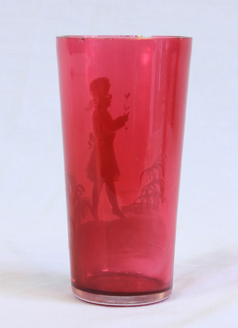 11742r4 Antique Mary Gregory Tot Cranberry Glass,