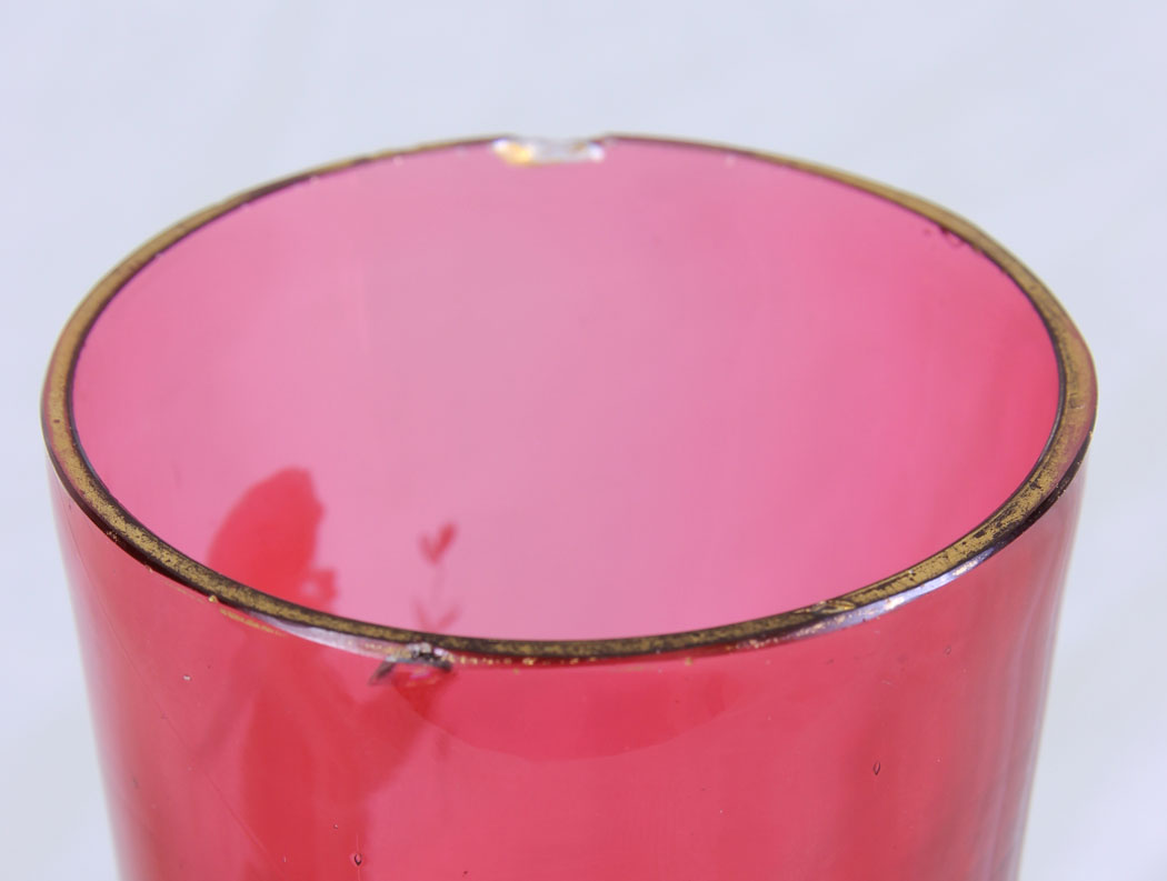 11742r7 Antique Mary Gregory Tot Cranberry Glass,