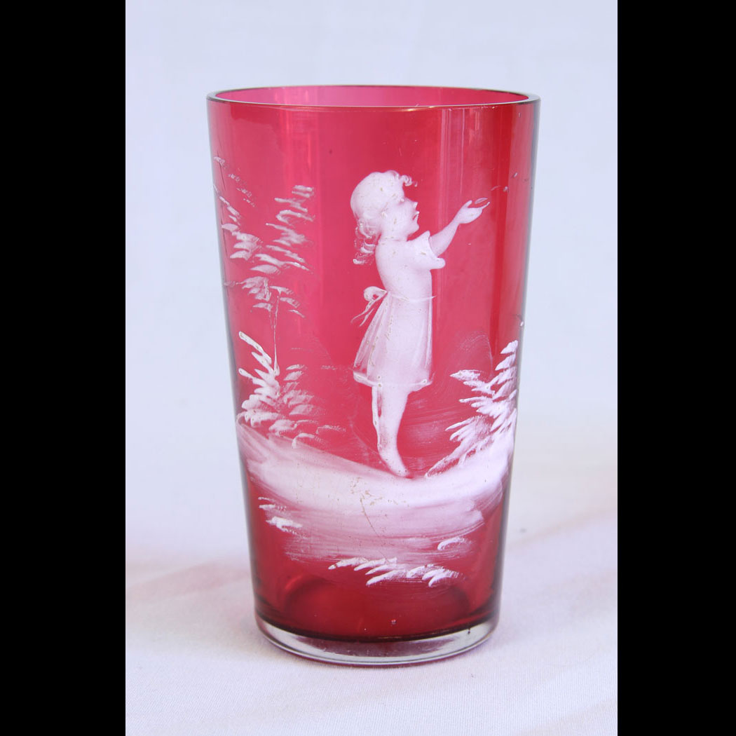 11741r01-Antique-Mary-Gregory-Tot-Cranberry-Glass,- Antique Mary Gregory Tot Cranberry Glass